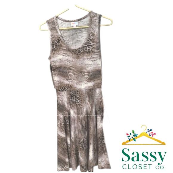 LuLaRoe Sleeveless Animal Print Fit & Flare Dress Pockets Sz S EUC - Picture 2 of 7